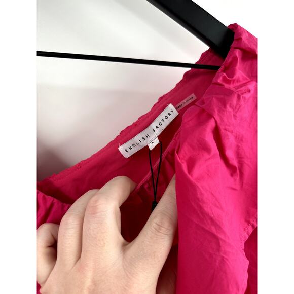 English Factory NWOT Long Sleeve V Ruffled Mini Dress Berry Size Large - Picture 7 of 10